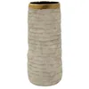Image de Mauro Ferretti Italian Design Vase Lima Open en céramique Gris/doré 14 x 31,5 cm