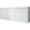 Image de Buffet BASICO 2 Portes 3 Tiroirs Blanc Laqué brillant - L210xP42xH858 cm