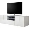 Image de Meuble Tv - MILANO - 2 portes - 1 tiroir - Blanc laqué brillant - 181 x 42 x 56 cm