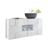 Image de Buffet MILANO - Décor blanc laqué brillant - 2 portes 2 tiroirs - L181 x P43 x H84 cm