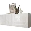 Image de Buffet - MIRONA - 4 portes - Blanc laqué brillant avec serigraphie - 241 x 43 x 84 cm