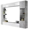 Image de Vente-unique Mur TV Sirius avec rangements - Coloris : Blanc laqué et béton