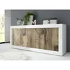Image de Buffet - BASICO - 4 portes - Blanc décor chêne Pero - 207 x 86 x 43 cm