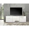 Image de Meuble TV - Blanc laqué brillant avec sérigraphie miroir - L181 x P43 x H57 cm - VICTORY