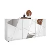 Image de Buffet VICTORY 3 Portes Blanc Laqué brillant avec serigraphie miroir L181 Cm