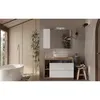 Image de Ensemble Meuble salle de bain L110cm - Vasque + 2 Tiroirs + 3 niches - Coloris chêne clair et laqué blanc - HAMBOURG