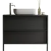 Image de Meuble simple vasque - 2 tiroirs - L92 x H90 x P47cm - Coloris Chêne noir - STEEL