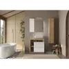 Image de Ensemble meuble Salle de bain 78cm simple vasque + colonne - Coloris chêne clair et laqué blanc - HAMBOURG