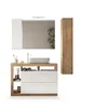 Image de Ensemble meuble Salle de bain 110cm simple vasque + colonne - Coloris chêne clair et laqué blanc - HAMBOURG