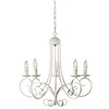 Image de ONLI - Lustre Pompei 5 bras en métal blanc effet vieilli avec abat-jours en tissu blancs