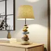 Image de ONLI Lampe de table Vera, abat-jour en tissu et décor pierre, 55 cm