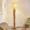 Image de ONLI Lampe sur pied Marica avec abat-jour en tissu et élément en bois
