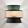 Image de Luce Ambiente Design Applique murale Gazebo, vert/noir/naturel, 24 cm, tissu/rotin