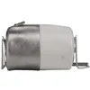 Image de DUDU Sac en Cuir cylindrique pour Femme, Sac à bandoulière avec chaîne et Cuir, Petit Sac élégant cylindrique avec Fermeture éclair Argent