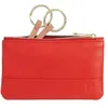 Image de DUDU Trousse Porte-clés coloré en Cuir pour Homme et Femme avec Zip Rouge Flamme