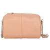 Image de DuDu Sac en cuir cylindrique pour femme, sac à bandoulière avec chaîne et cuir, petit sac élégant cylindrique avec fermeture éclair Rose poudré