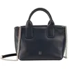 Image de DUDU Petit Sac Femme à bandoulière en Cuir véritable, élégant Mini Sac de soirée, 22 x 13 cm, Deux poignées, bandoulière à chaîne, Fermeture Zip Navy