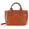 Image de DUDU Petit Sac Femme à bandoulière en Cuir véritable, élégant Mini Sac de soirée, 22 x 13 cm, Deux poignées, bandoulière à chaîne, Fermeture Zip Cannelle