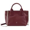 Image de DUDU Petit Sac Femme à bandoulière en Cuir véritable, élégant Mini Sac de soirée, 22 x 13 cm, Deux poignées, bandoulière à chaîne, Fermeture Zip Burgundy