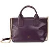 Image de DUDU Petit Sac Femme à bandoulière en Cuir véritable, élégant Mini Sac de soirée, 22 x 13 cm, Deux poignées, bandoulière à chaîne, Fermeture Zip Deep Purple