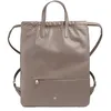 Image de DUDU Sac à Dos de Rangement pour Femme en Cuir Souple, Sac à Dos avec Cordon de Serrage et Bouton magnétique, Double poignée, Sac à Dos Simple et élégant Taupe