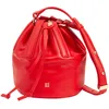 Image de DUDU Piccola Borsa a Secchiello da Donna in Vera Pelle Con Tracolla Regolabile e Chiusura a Coulisse - Borsa a Tracolla Elegante e Compatta Con Cordoncino, Perfetta per l'Uso Quotidiano Rouge flamme