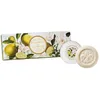 Image de Gardenia et Bergamote, Savon rond 3 St par 100 g, savon de Fiorentino italienne, avec décoratif gravé