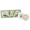 Image de Muguet Savon, Boîte de 3 Savonnettes Rondes de 100 g, Savon de Fiorentino Italienne avec Décoratif Gravé