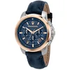 Image de Maserati Successo Montre Homme, Chronographe, en Acier, PVD Or Rose, Cuir - R8871621015