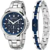 Image de Maserati Maserati Successo Montre Homme, Chronographe, et Bracelet en Acier, PVD bleu- R8851121016