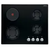 Image de Airlux AV647HBK - Table de cuisson gaz et électrique - 4 plaques de cuisson - Niche - largeur : 55 cm - profondeur : 47 cm - verre noir en occasion ou reconditionné