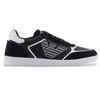 Image de EA7 unisex. 7X000405_AF19826 Heritage Eagle Leather Sneakers Black (40), Cuir, Noir, Plat, 1 à 3 cm, Lacets, Casuel, Sport