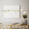 Image de miloox by Sforzin Suspension Pomi, 7 lampes, doré, verre, linéaire