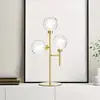Image de miloox by Sforzin Lampe à poser Dom, 3 lampes, transparent/doré, hauteur 55 cm, verre
