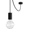Image de creative cables EIVA ELEGANT Suspension d'extérieur avec 5m câble textile, décentreur, rosace et douille en silicone étanche IP65 - Avec ampoule, Noir