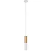 Image de Lampe à suspension Made in Italy avec câble texile et double abat-jour Tub-E14 en bois et métal