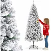 Image de Bakaji Sapin de Noël pin enneigé Super épais Base en Fer Pliable, très Haute qualité, Effet réaliste avec Neige Branches Ouverture à Parapluie (150 cm)