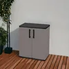 Image de Dmora Armario de Exterior Mol, Mueble de balcón multiusos, Mueble de Exterior avec 2 puertas, 100% Made in Italy, 68x37h84 cm, Acabado à Rayas, Gris y