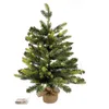 Image de Rebecca Mobili Arbre de Noël de Table à LED, Arbre de Noël de 60 cm, monté, 50 lumières, 80 Branches, Base recouverte de Jute - Taille : 60 x 35 x 35 cm (HxLxP) - Art. RE6772