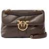 Image de Pinko Cuir sac à épaule bandoulière Love Puff Classic CL Sheep Nappa Marrone Marasca - Antique Gold marron foncé