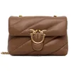 Image de Pinko Cuir sac à épaule bandoulière Love Puff Classic CL Sheep Nappa Marrone Cognac - Antique Gold brun