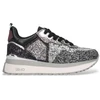 Image de Liu Jo pour femme. BF5009TX007S3810 Baskets à plateforme et à paillettes noires (38), Cuir, 3 à 5 cm, Lacets, Casuel