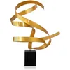 Image de ADM - 'Composition de Bandeaux' - Sculpture en métal avec Base en marbre réalisée à la Main avec des Techniques Artisanales - Jaune - H62 cm