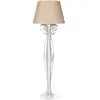 Image de Arti & Mestieri® Lampe de sol circulaire en fer de couleur blanc marbre avec abat-jour en tissu couleur sable