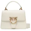 Image de Pinko Love One Top Handle Mini Light, Sac Femme, Z14q_Blanc Soie-Antique Gold, Taille Unique
