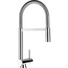 Image de Mitigeur Mélangeur Évier Robinet Cuisine Rabattable Sous Fenêtre 6CM avec bec pivotant 360° et douchette 2-jets détachable, Chromé