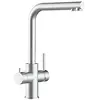 Image de Mitigeur de cuisine 5 voies - eau chaude/froide et 3 circuits à choix pour les systemes de filtrage d'eau - ACIER BROSSÉ