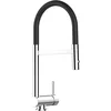 Image de Mitigeur Mélangeur Évier Robinet Cuisine Rabattable Sous Fenêtre 6CM avec bec pivotant 360° et douchette 2-jets détachable, Chromé/Noir