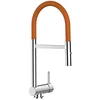 Image de Mitigeur Mélangeur Évier Robinet Cuisine Rabattable Sous Fenêtre 6CM avec bec pivotant 360° et douchette 2-jets détachable, Chromé/Orange