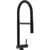 Image de Mélangeur évier cuisine chrome noir mat bec noir rabattable 4,5 cm orientable et douchette 2 jets amovible
